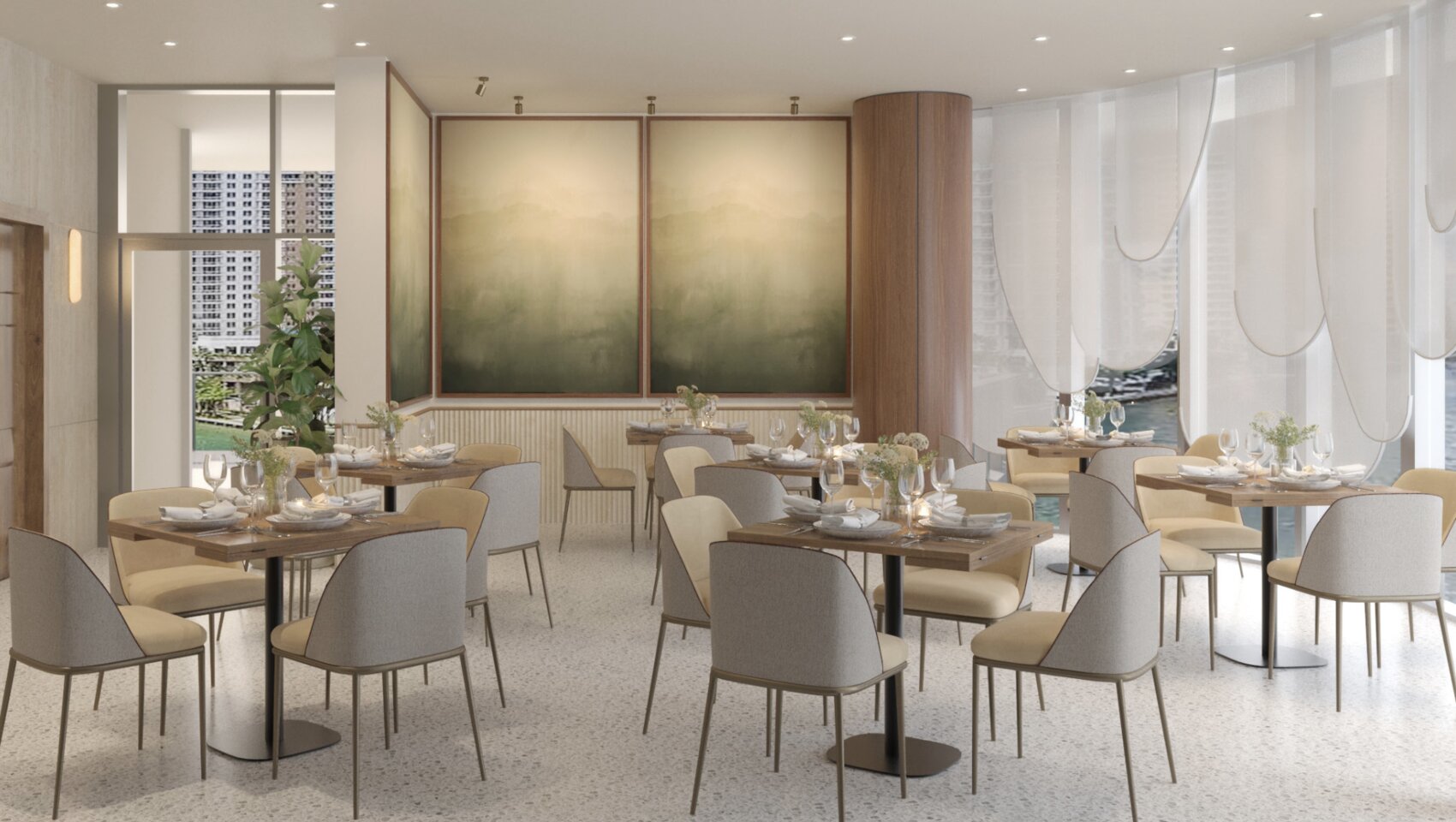 dining room with waterfront views at Area 31