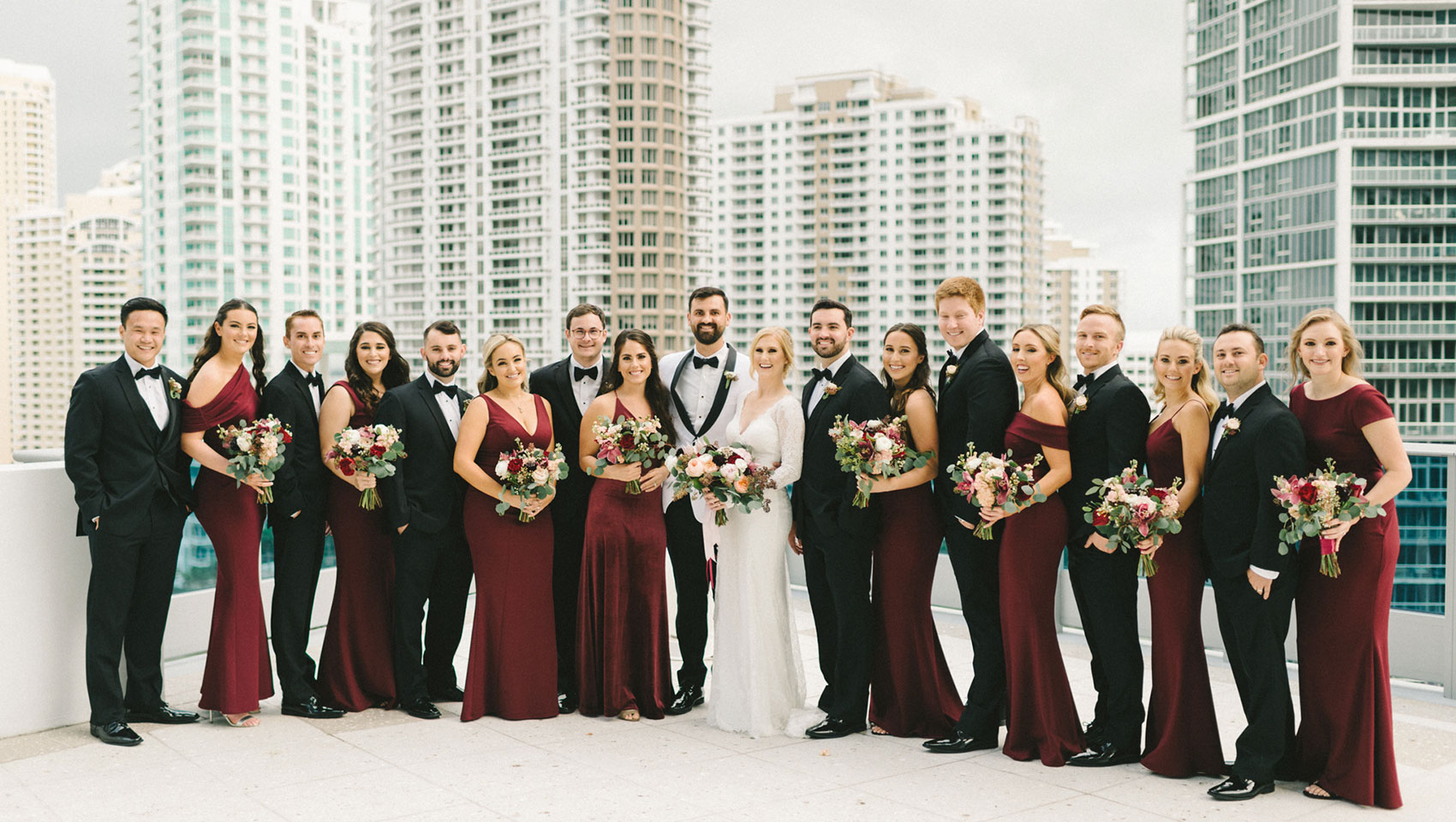 Wedding bridal party on our 16th floor pool deck overlooking the bay.