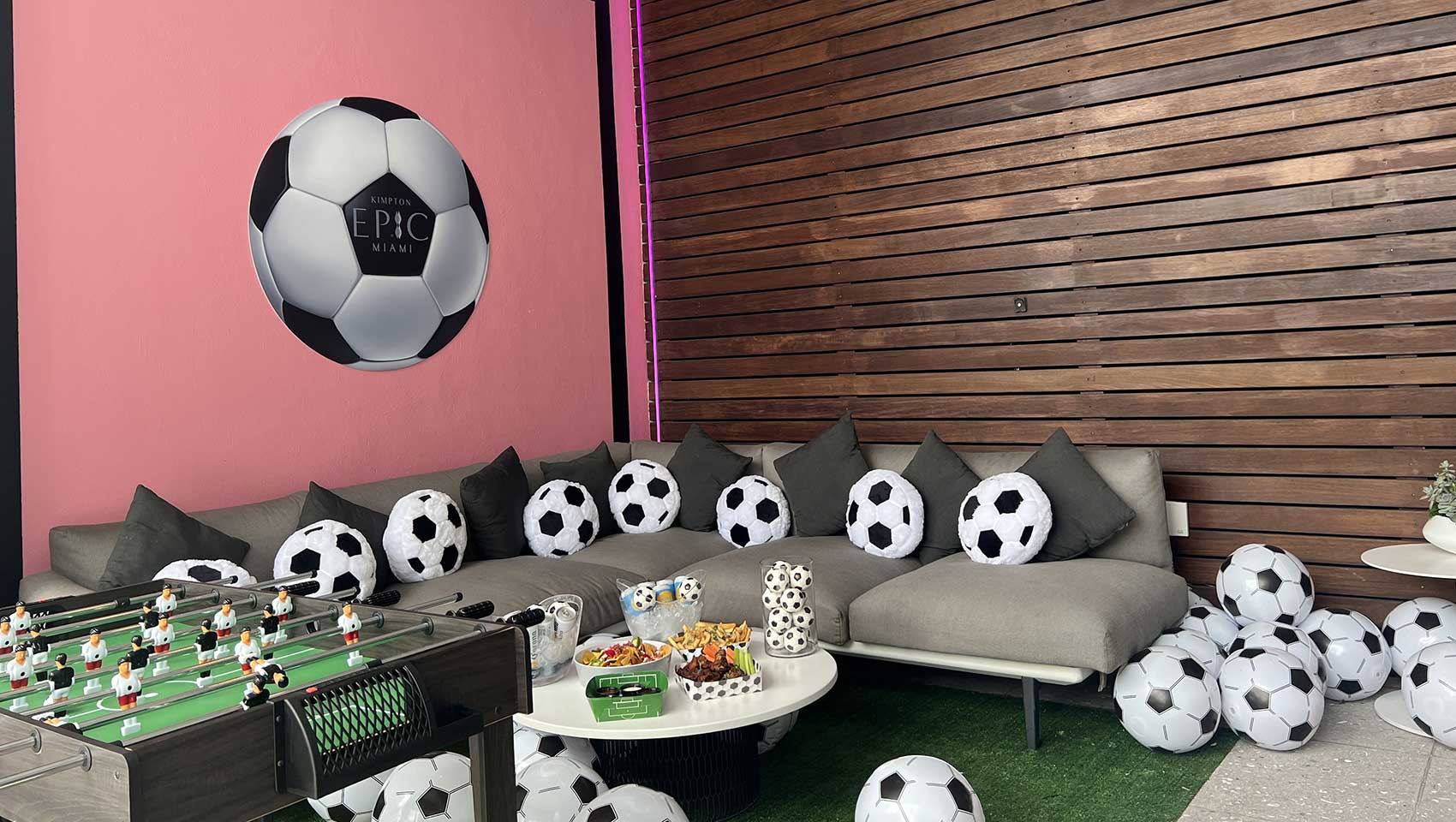 soccer balls in cabana