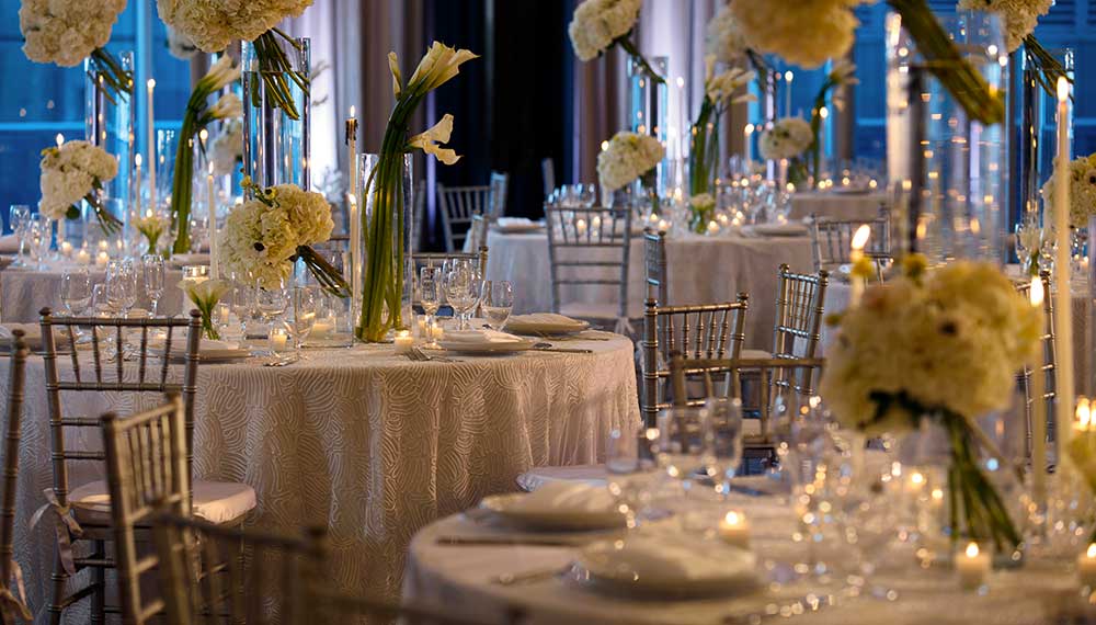 Tables set for wedding event