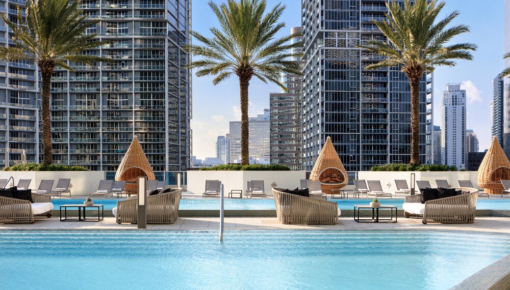 Rooftop pool and seating at Kimpton EPIC Hotel